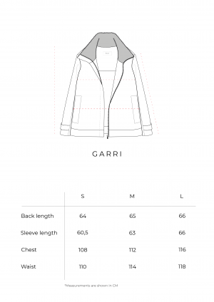 Garri jacket sizeguide